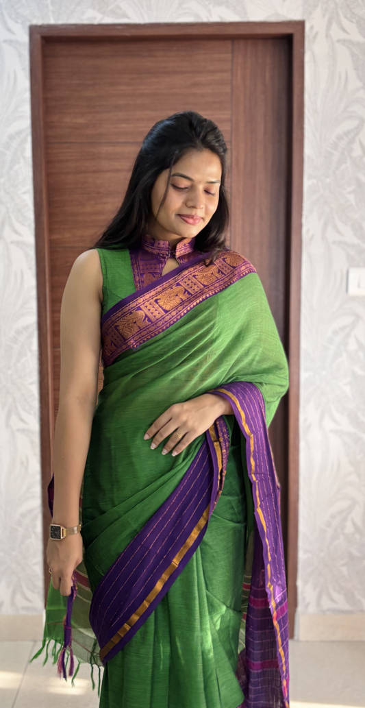 Parrot Green Narayanpet Saree