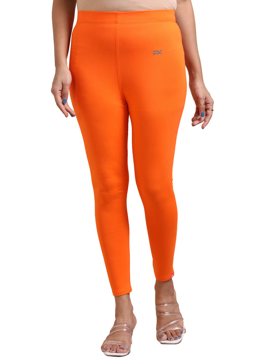 Ankle Length Leggings - Neon Orange