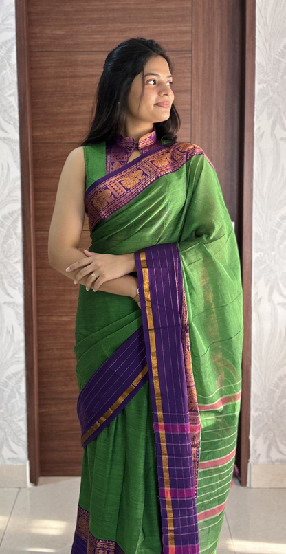 Parrot Green Narayanpet Saree