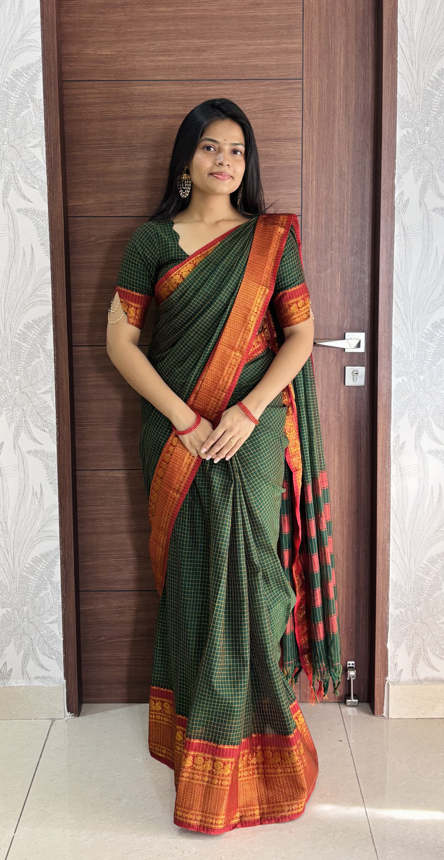 Bottle Green Narayanpet Saree