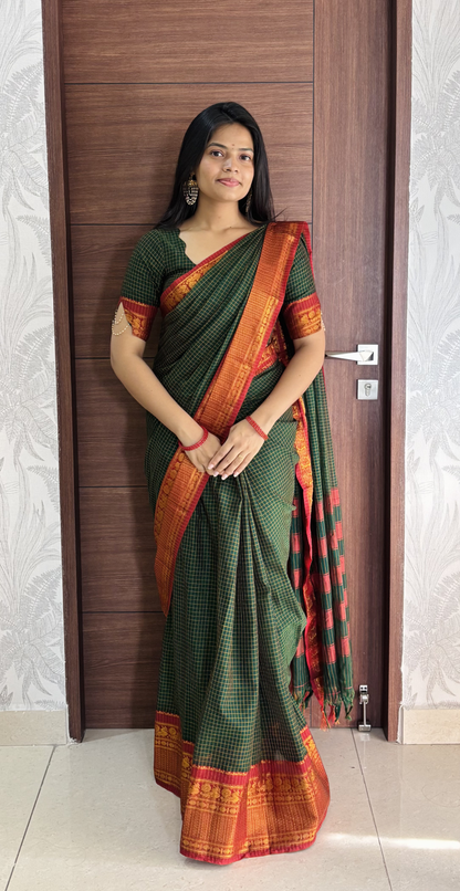 Bottle Green Narayanpet Saree