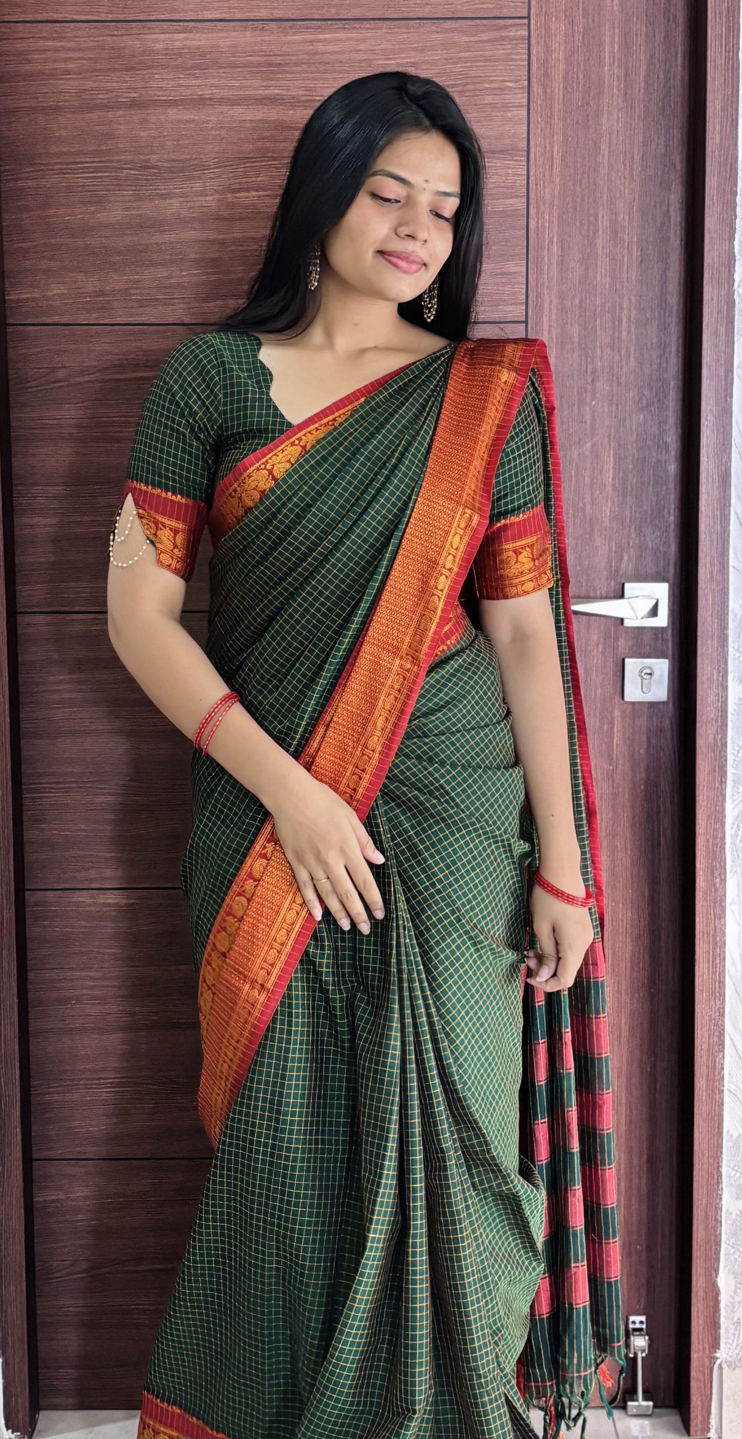 Bottle Green Narayanpet Saree