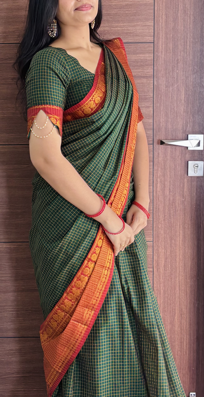 Bottle Green Narayanpet Saree