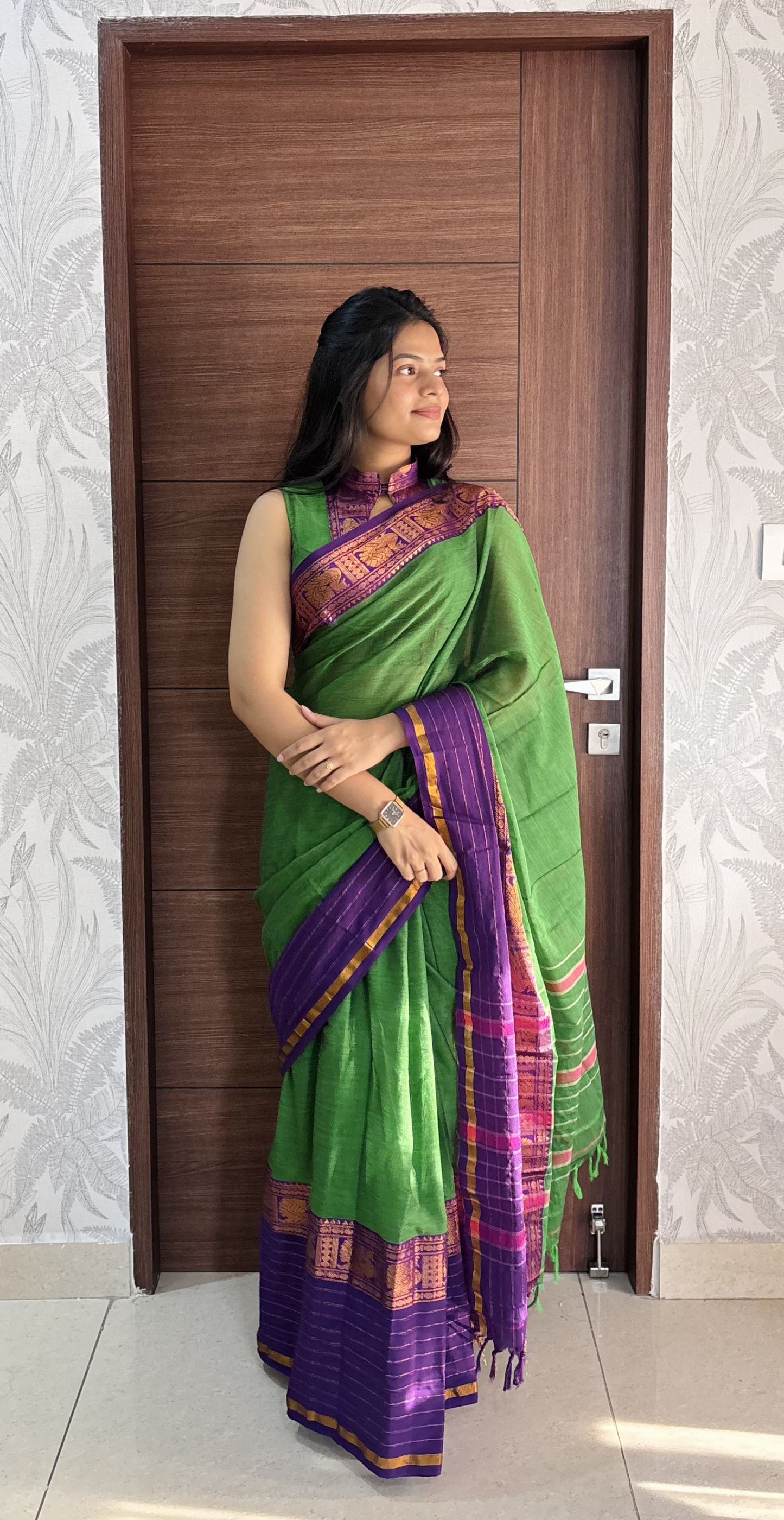 Parrot Green Narayanpet Saree