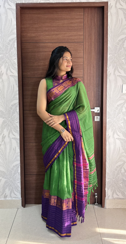Parrot Green Narayanpet Saree