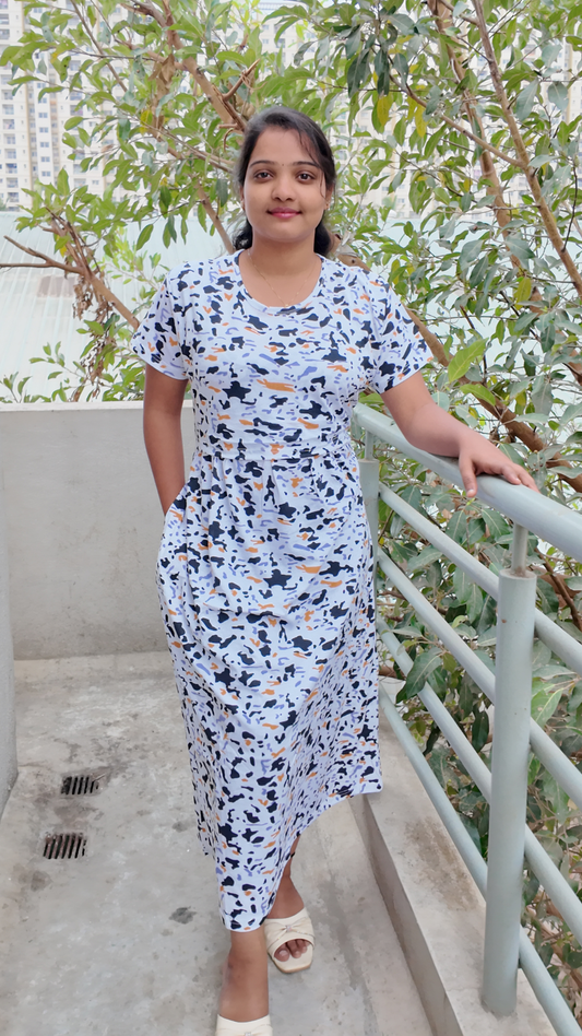 Zipless Feeding Maternity Dress -v9