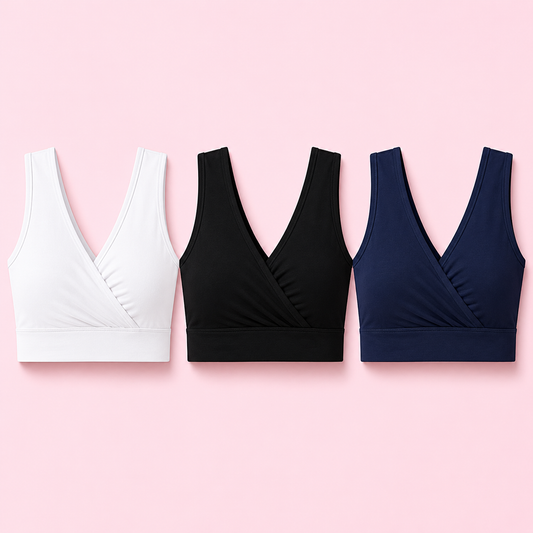 Women’s Soft Sleeping Bra – (Pack of 3) Wireless, Breathable, Easy Nursing, No Hooks, Comfortable Daily Wear (ii)
