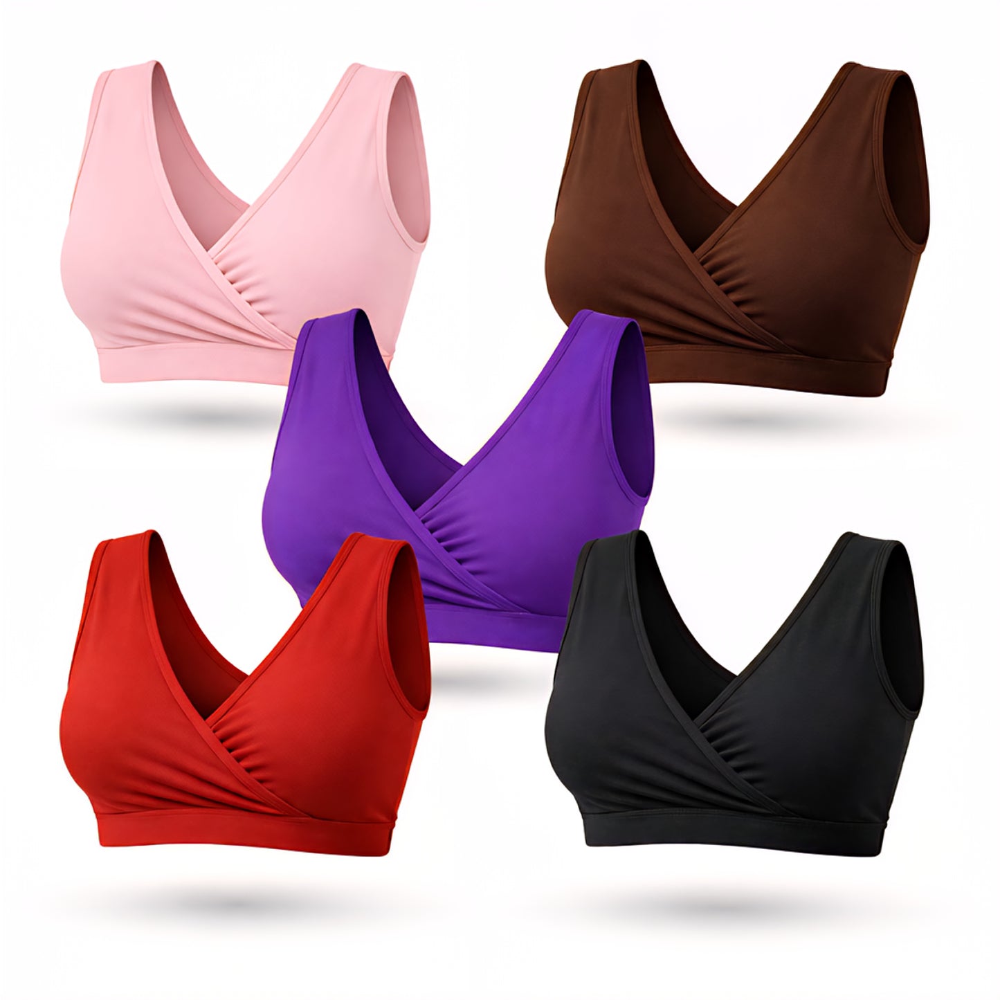 Women’s Soft Sleeping Bra – (Pack of 5) Wireless, Breathable, Easy Nursing, No Hooks, Comfortable Daily Wear (vi)