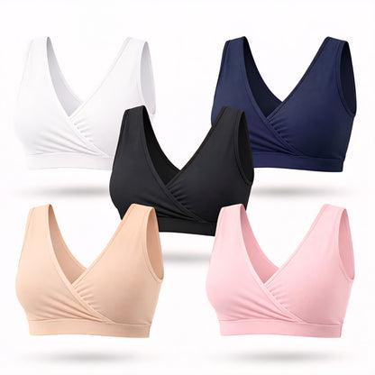Women’s Soft Sleeping Bra – (Pack of 5) Wireless, Breathable, Easy Nursing, No Hooks, Comfortable Daily Wear (iii)