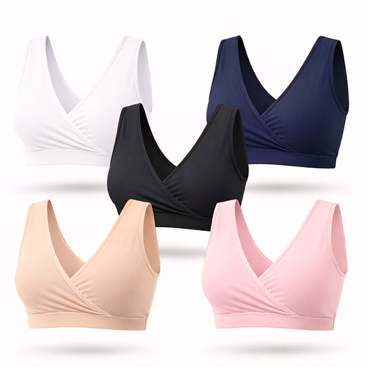 Women’s Soft Sleeping Bra – (Pack of 5) Wireless, Breathable, Easy Nursing, No Hooks, Comfortable Daily Wear (iii)