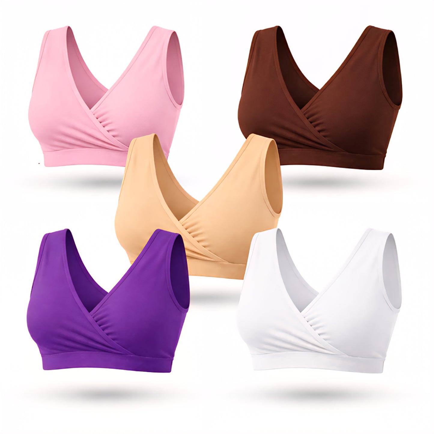 Women’s Soft Sleeping Bra – (Pack of 5) Wireless, Breathable, Easy Nursing, No Hooks, Comfortable Daily Wear (ii)