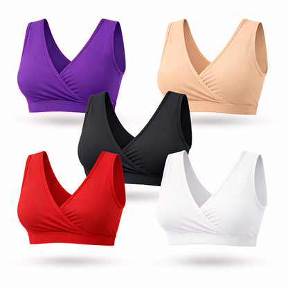 Women’s Soft Sleeping Bra – (Pack of 5) Wireless, Breathable, Easy Nursing, No Hooks, Comfortable Daily Wear (iv)
