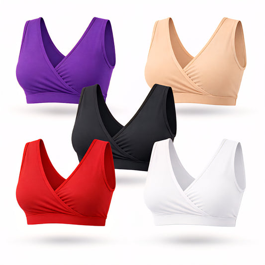 Women’s Soft Sleeping Bra – (Pack of 5) Wireless, Breathable, Easy Nursing, No Hooks, Comfortable Daily Wear (iv)