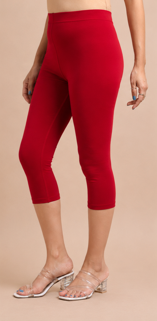3/4 Capri Leggings – Cherry Red